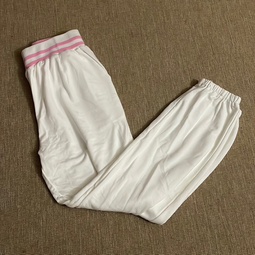 NEW WHITE AND PINK SWEATPANTS